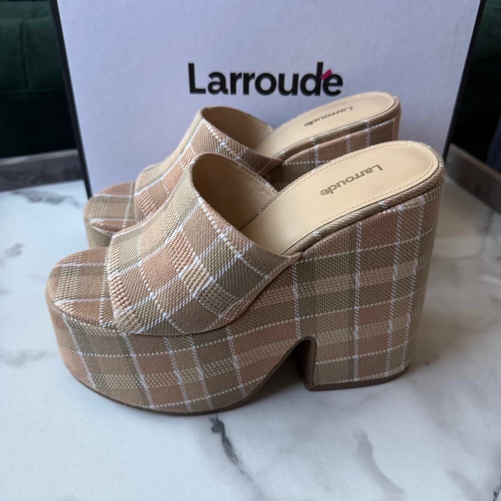 NEW Larroude Wanda Plaid Chunky Platform Mule Size 8.5 - Picture 5 of 9